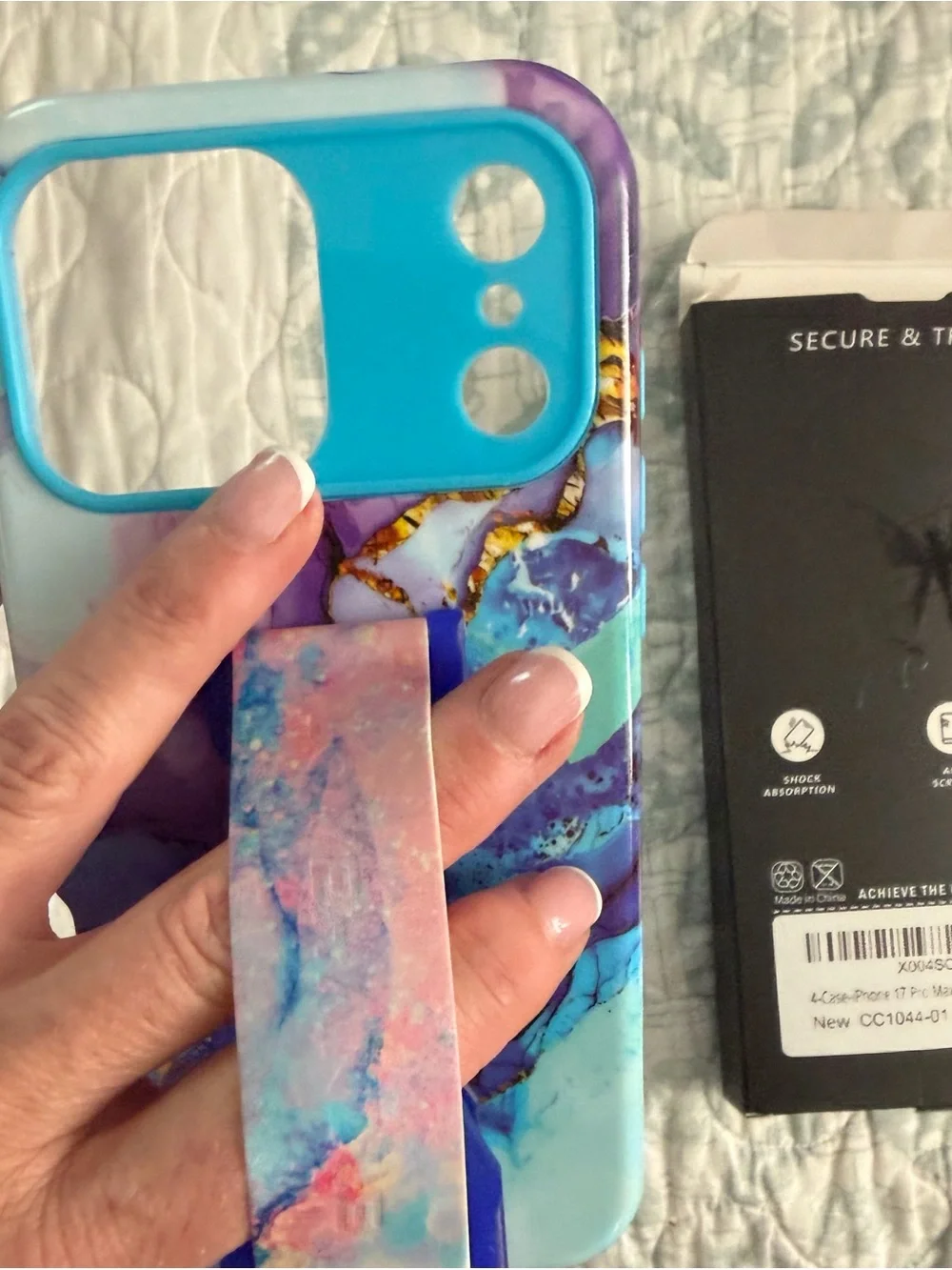 Shockproof Purple & Blue Marble Phone Case with Stand